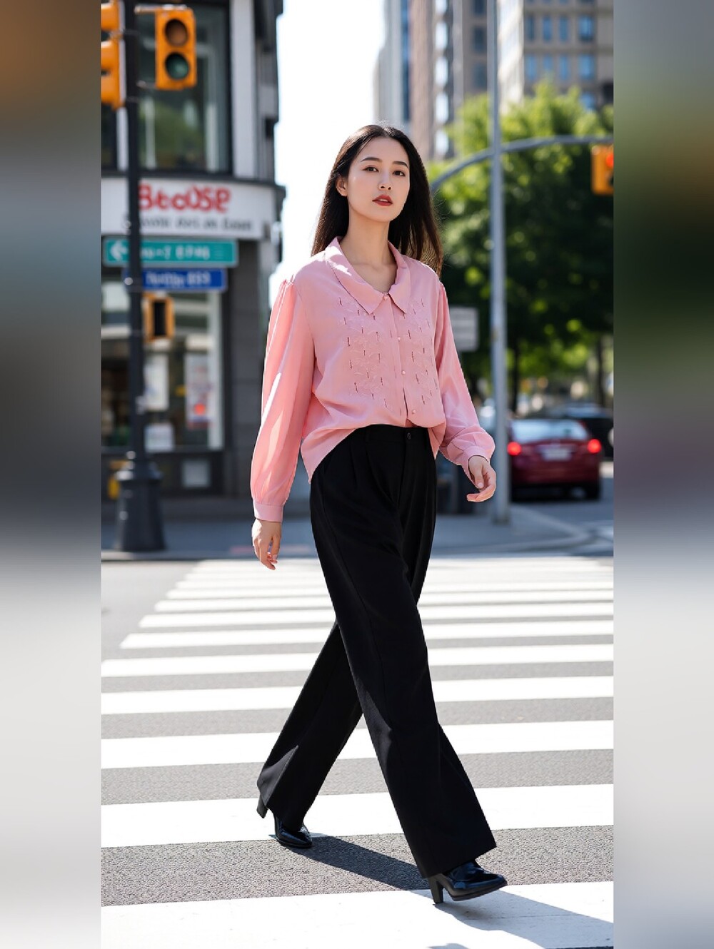 Elite Vintage Embroidert Button-Up Blouse